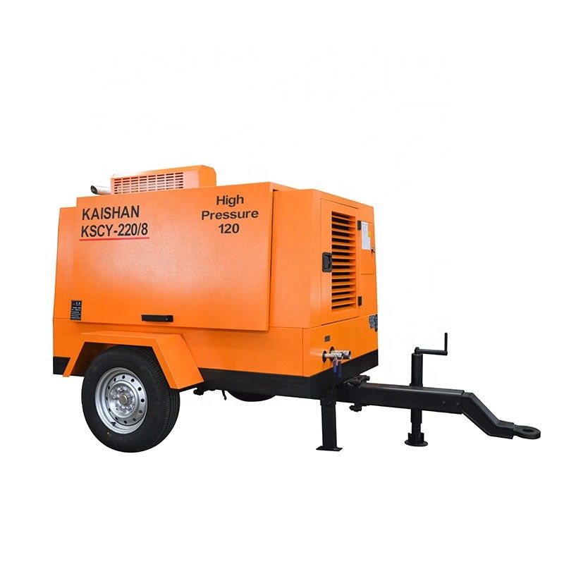 کمپرسور هوا با پیچ قابل حمل 55KW موتور 8bar فشار کار با مارک COMMINS و YUCHAI