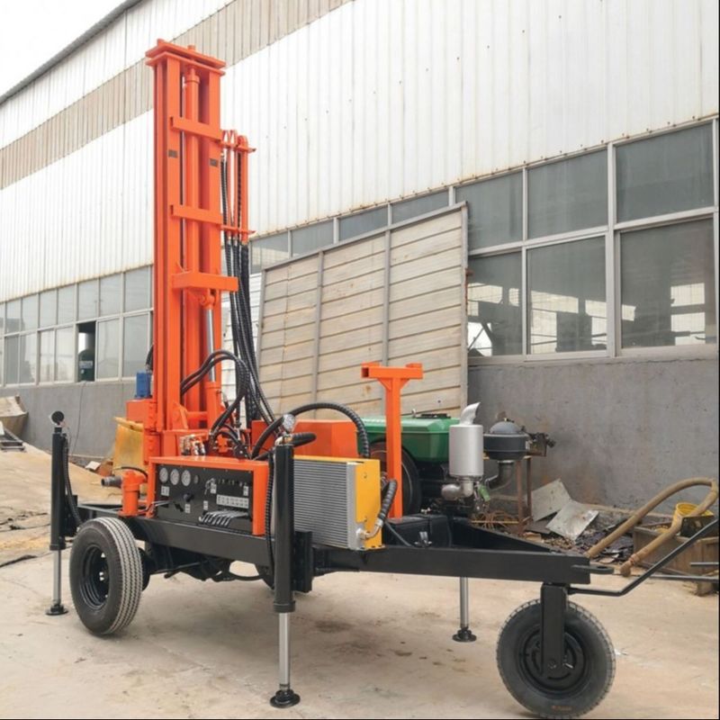 150 متر چرخ نصب شده آب چاه حفاری سوراخ برای 32HP موتور دیزل