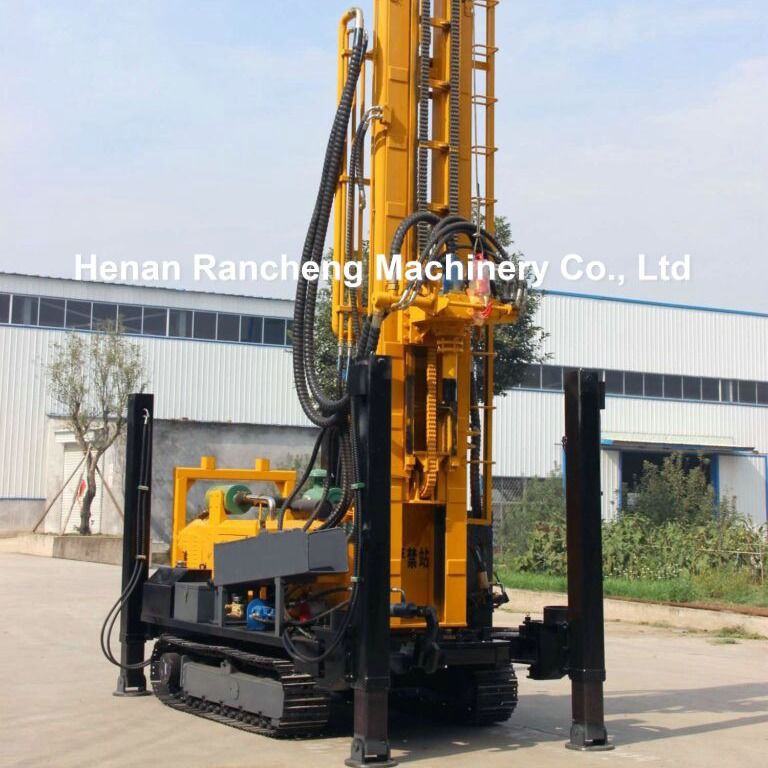 350 متر عمق حفاری لاستیک Caterpillar Track آب چاه حفاری Rig پنوماتیک لاستیک Crawler حفاری Rig